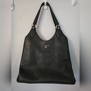 Michael Kors Beth Black Leather Zipper Satchel Shoulder Bag Purse